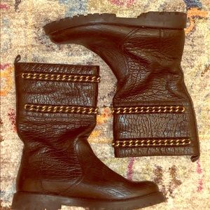Tory Burch Boots Black Connell Gold Chain Trimmed